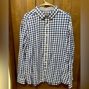 Johnston & Murphy Premium Textured European Fabric Shirt - Blue Plaid - XXL